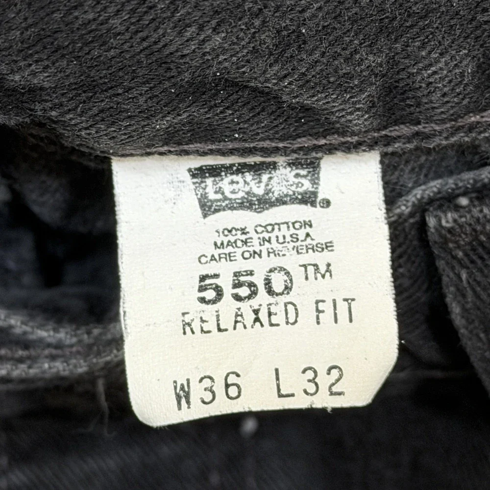 Vtg Levis 550 Black Jeans Tag 36x32/Fits 33x30 Relaxed Fit Straight Leg USA